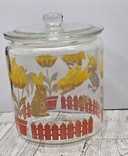 Anchor Hocking Lidded Jar With Animals Vintage 40s-50s Cookie Or Cracker Jar picture