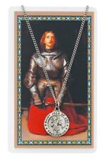 Needzo IVL Pewter Catholic Patron Saint Joan of Arc Medal with Holy Prayer Card picture