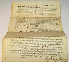 RARE 1845 INDIANA CIRCUIT COURT ORDER FINE RESIDENT FOR RUNAWAY HORSE FRAGILE  picture