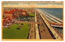 postcard Aerial View-Beach Boulevard & Seawall-Hotel Galves Galveston Tx A2554 picture