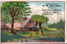 EB Fairchild Boots Shoes Rubbers Frankfort New York Dog Woman Country Scene IPV1 picture