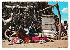 Postcard Navajo Rug Weaver Navajo Reservation Albuquerque New Mexico Scalloped picture