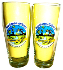 2 Augustiner Brau Munich Alkoholfrei Hell 0.5L German Beer Glasses picture