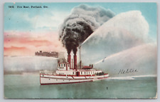 George H. Williams Fire Boat River Portland Oregon c1913 Postcard - Posted picture