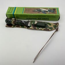 NOS VINTAGE SURVIVAL KIT HUNTING RAMBO STYLE COMPASS KNIFE VTG CAMO W/SHEATH NEW picture
