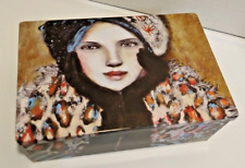 Collector Biscuit Tin Art by Delphine Cossais for La Sablesienne Hinged 7.5 in picture