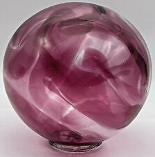 Pyromania Art Glass Oregon Float Ball Rose Pink Purple Swirl 2001 Signed picture