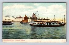 Chicago IL-Illinois, Scene In Harbor, Antique, Vintage c1910 Souvenir Postcard picture