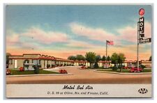 Fresno CA California Motel Bel Air Swimming Pool TV Sign Linen Postcard picture