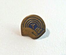 Vintage United Way Helping Hand Pin Brass Tone with Blue Lapel Pin A035 picture