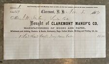Antique 1864 Claremont New Hampshire Book Paper Manufacturing Company Billhead picture