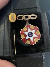Independent Order of ODD FELLOWS Antique 25 yr Medal Brooch Pin 10k Gold w/ case picture