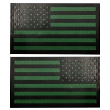 Reflective IR US AMERICAN FLAG REVERSE LEFT RIGHT SHOULDER HOOK 2 PATCHES GREEN/ picture