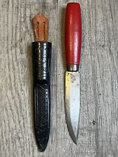 VINTAGE CLASSIC KNIFE PUUKKO MORA w WOOD HANDLE SWEDEN SWEDISH & CASE picture