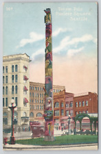 Seattle Washington Totem Pole Pioneer Square Divided Back Postcard picture