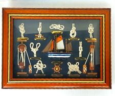 Vtg Nautical Sailor Ship Sailboat Shadow Box Knot Board Wall Picture Frame picture