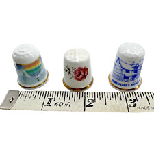 Coalport, Crown Sandford, Other - 3 Pc Fine Bone China Assorted Thimbles England picture