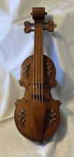 Rare One Of A Kind Vintage Hand-Carved Solid Wood Violin Wall Hanging 15.5” Tall picture