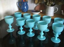 Vintage French Portieux Vallerysthal Blue Wine Glasses x 10 picture