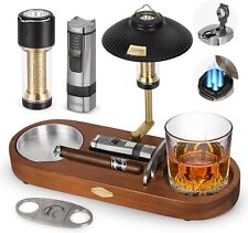 Cigar Ashtray, Whiskey Glass Tray and Wooden Ash Tray, Cigar Accessories with Ci picture