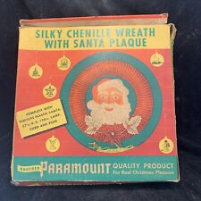 Vintage Paramount Silky Chenille Santa Face Christmas Wreath Tested Works picture
