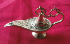 Brass Aladin Genie Oil Lamp Magic LampS Aladdin Chirag Incense Burner Antique 4