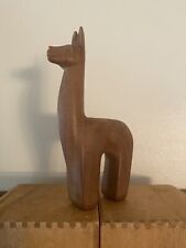 Vintage mid century wood figurine sculpture Llama Alpaca 1960s 1970s picture