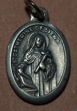 Vintage Catholic Medal St Catherine of Siena Pendant Italy Pray For Us picture