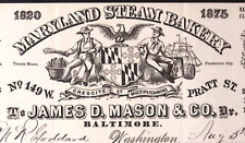 1888 Maryland Steam Bakery James D Mason Co Navy Bread BALTIMORE MD Billhead picture