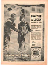 Lucky Strike Cigarettes 1956 Vintage Print Ad 8inx11in Fly Fishing picture