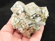 AAA Pyrite Crystal CUBE Cluster with Fluorescent Calcite Crystals Peru 314gr picture