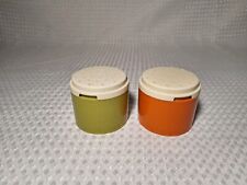 Vintage Tupperware Stacking Spice Shaker Containers #1308 Orange Green Lot of 2 picture