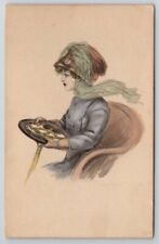 Schlesinger Bros Pretty Woman Driving Motor Car Hand Colored Postcard P28 picture