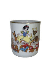 Vintage Walt Disney Productions Japan - Snow White & Seven Gold Trim Coffee Mug picture