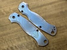 Blue ano Brushed TOPO engraved Titanium scales for Spyderco Paramilitary 2 PM2 picture