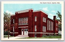 Superior Nebraska~First Baptist Church Exterior View~Vintage Linen Postcard picture