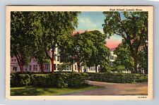 Lowell MA-Massachusetts, High School, c1945 Antique Vintage Souvenir Postcard picture