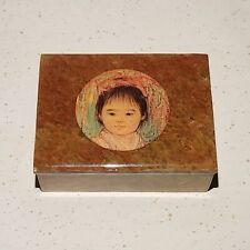 VTG Mid Century/Edna Hibel/Signed/Brown Marble/Trinket Box/Jewelry Box/Asian  picture