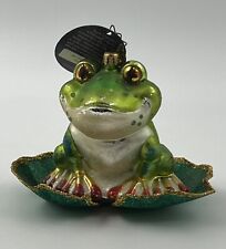 Vintage 2013 Christopher Radko AT THE HOP Frog Toad Christmas Ornament Lily Pad picture