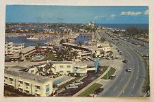 Vtg  Mid Century Postcard, Aerial View, Bahai Mar Yacht Basin, FT Lauderdale, FL picture
