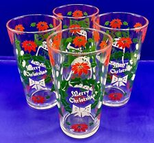 Set Of 4 Vintage Holiday Glasses Merry Christmas Happy New Year picture