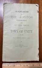 1884 booklet Auditor Treasuer School Town of Unity NH advertisements picture