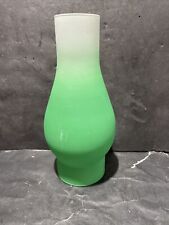VINTAGE 3” X 8 1/2” PREOWNED GLASS GREEN ~FROSTED CHIMNEY picture