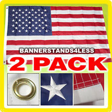 2 PACK - 3x5 Ft American USA Flag Embroidered Nylon Deluxe Flags picture