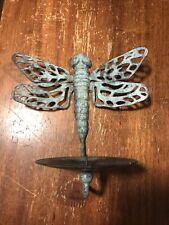 Antique Vintage Outdoor Patina Green/Blue Dragonfly Candle Holder Patio Decor picture