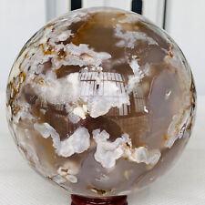 1740g Natural Cherry Blossom Agate Sphere Quartz Crystal Ball Healing Gem picture