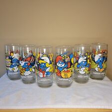 Vintage - Complete Set of Six (6) - Hardee's Peyo Smurf Glasses - 1983 - Nice picture