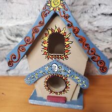 Miniature Hand Painted Whimsical Bird House With E.E. Cummings Sayings Garden picture