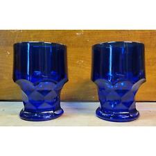 Set of 2 MCM 1970's- Viking Glass -Georgian Honeycomb Cobalt Blue Juice Glasses picture