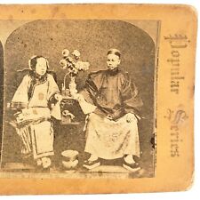 San Francisco Chinese Merchant Stereoview c1880 California Asian Man Woman H625 picture